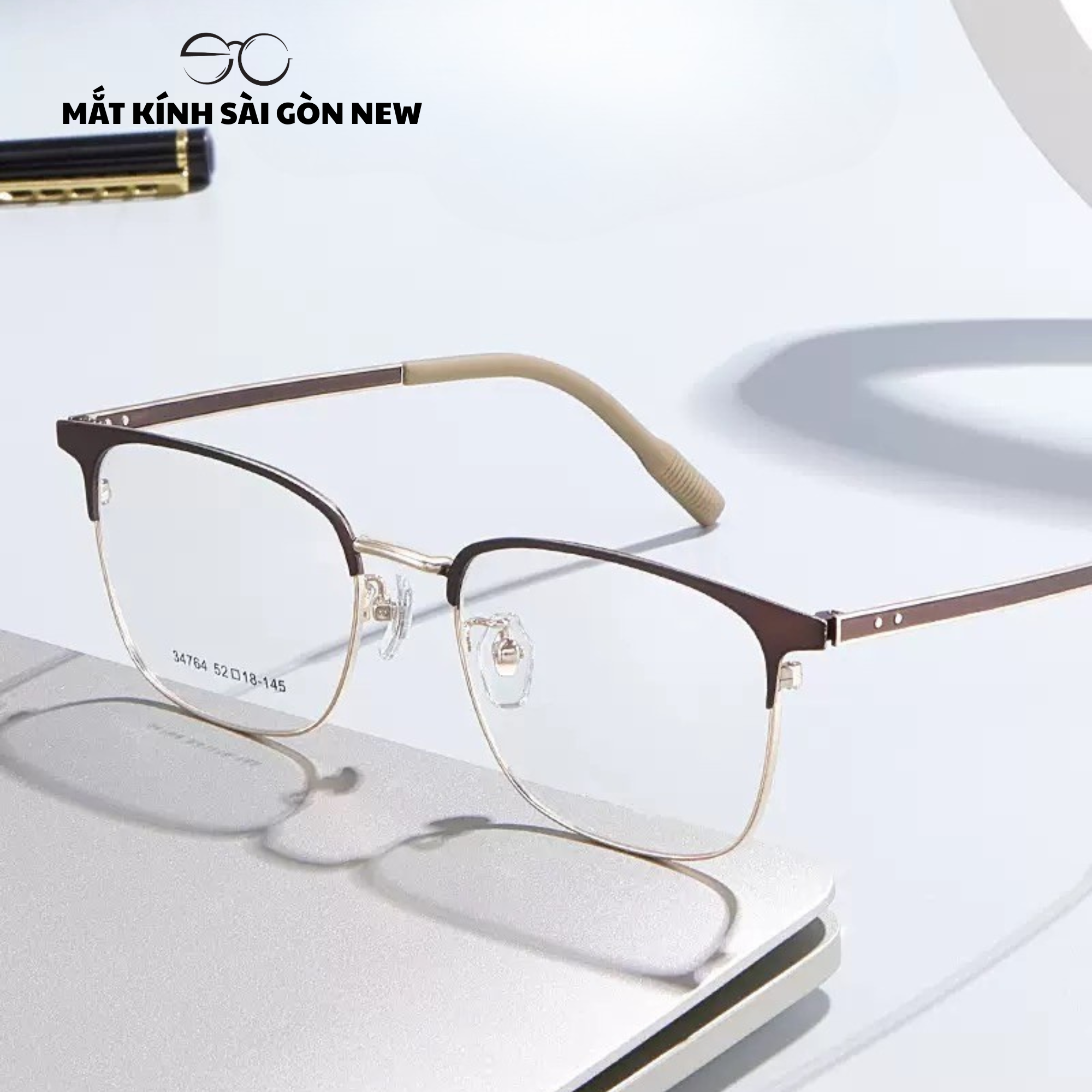  Gọng kính Kim loại Vuông Lớn Nam nữ Unisex SGNew 34764 