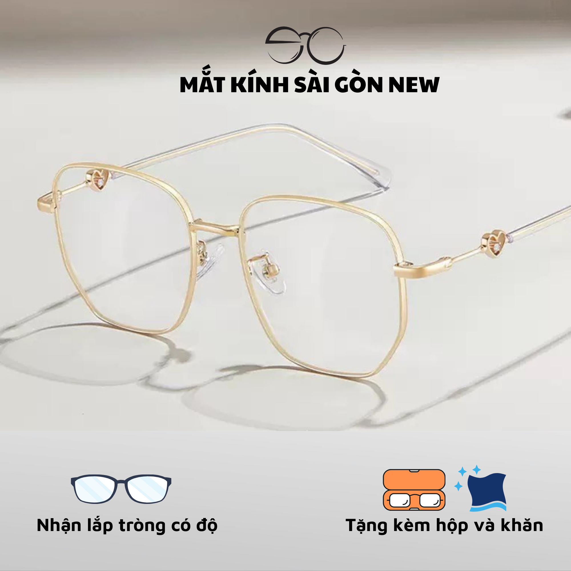  Gọng kính Kim loại Đa giác Lớn Nam nữ Unisex SGNew 34906 