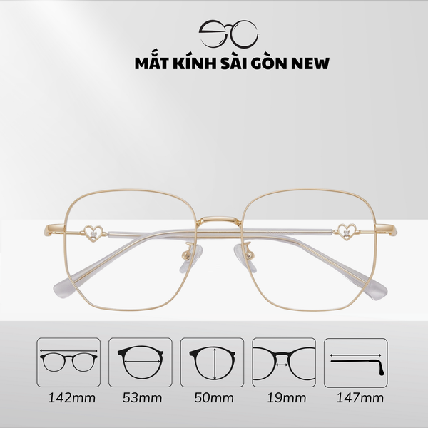  Gọng kính Kim loại Đa giác Lớn Nam nữ Unisex SGNew 34906 