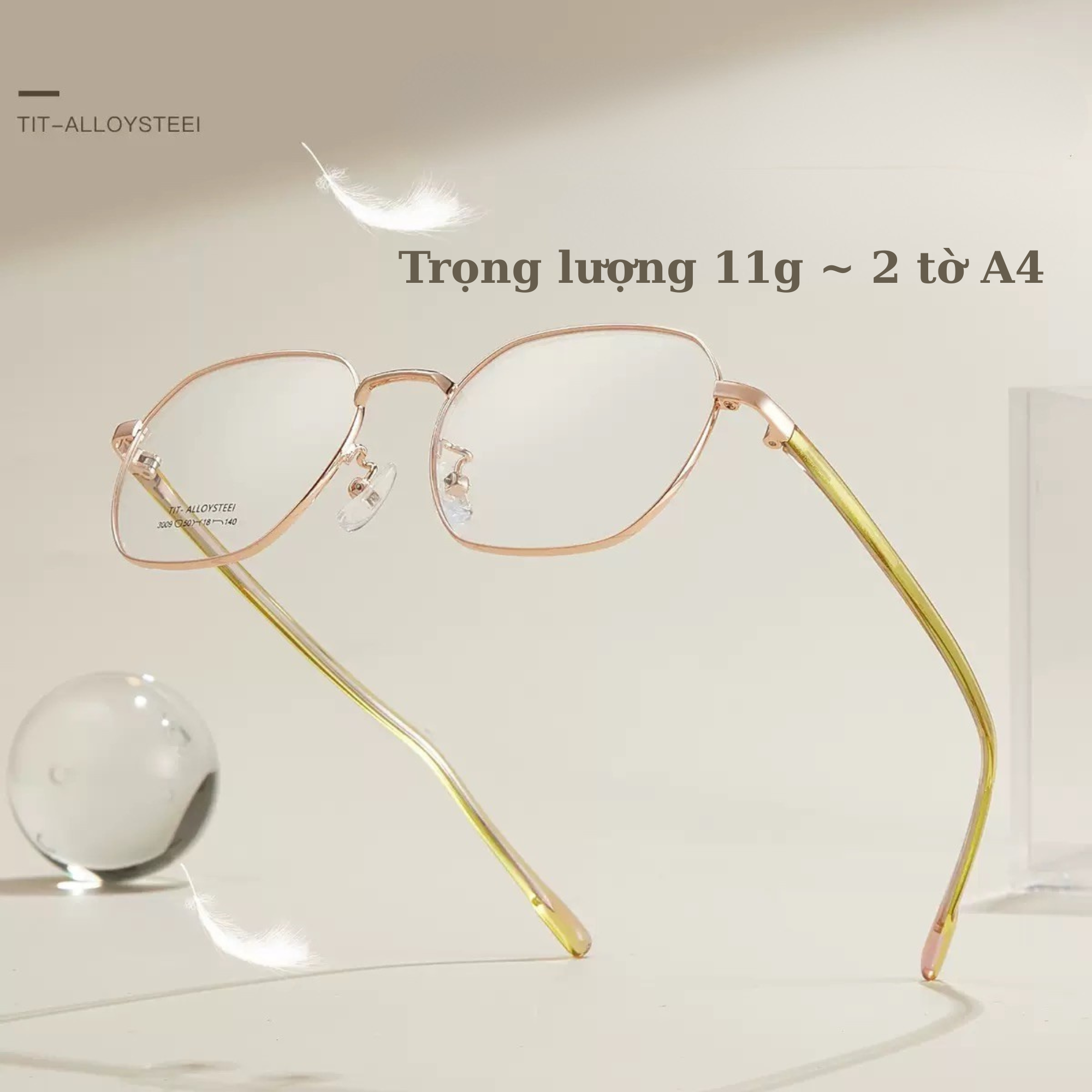  Gọng kính Kim loại Siêu nhẹ Đa giác Lớn Nam nữ Unisex SGNew 3009 