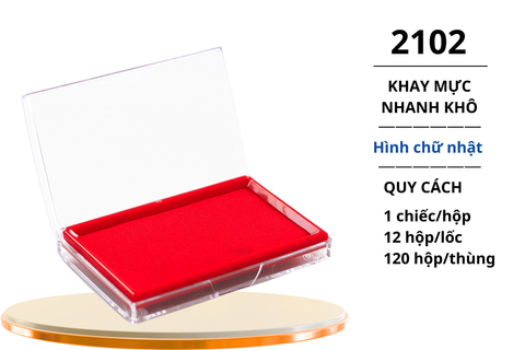  Hộp dấu chữ nhật AIHAO 2102 đỏ (12/288) 