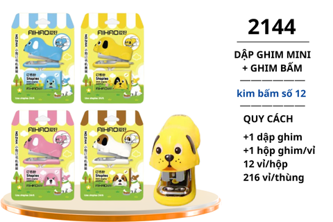  Dập ghim Mini kèm đạn hình thú (24/6) AIHAO 2144 (216) 