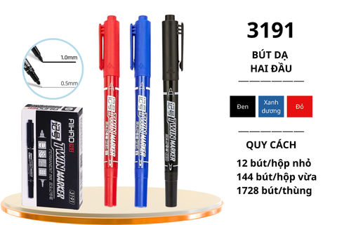  Bút dạ kính 2 đầu AIHAO 3191 (12/1728) 