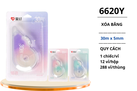  Xoá băng Aihao pastel 30m*5mm 6620Y (12/288) 
