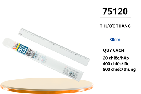  Thước kẻ nhựa trong HS 30cm AIHAO 75120 (20/800) 