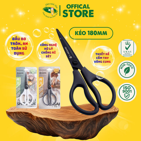  Kéo học sinh và văn phòng lưỡi đen 180mm AIHAO SS0024 Chính Hãng - Có Tại Hiệu Sách Mai 
