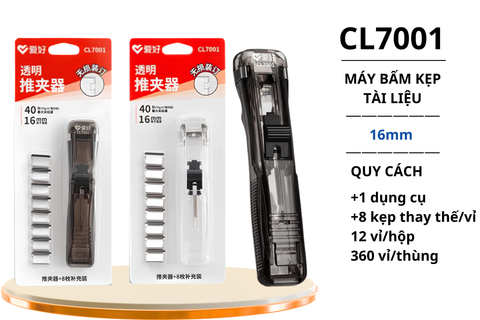  Máy bấm kẹp tài liệu ( 1 máy + 8 kẹp ) AIHAO CL7001 16mm (360) 