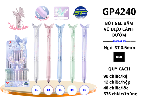  Bộ bút gel Aihao hình bướm 0.5mm GP4240 xanh biển (90 cây/bộ)(4) 