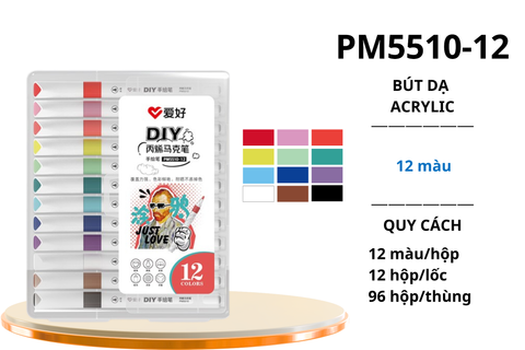  Bộ bút dạ màu Acrylic AIHAO PM5510 12 màu (96) 