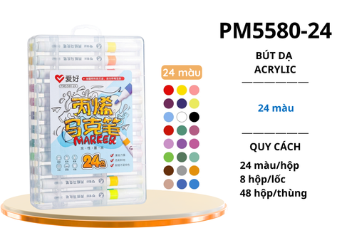  Bộ bút dạ màu Acrylic AIHAO PM5580 24 màu (8/48) 