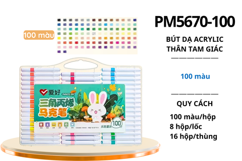  Bộ bút dạ màu Acrylic hình tam giác AIHAO PM5670 100 màu (16) 