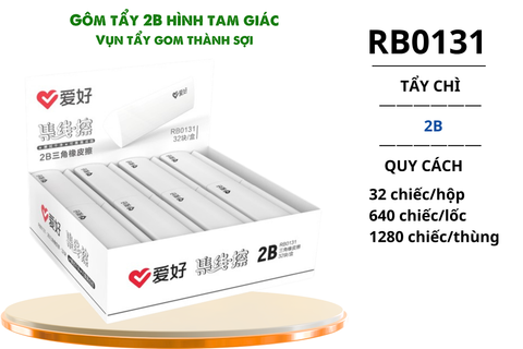  Tẩy 2B tam giác Aihao trắng RB0131 (32/640/1280) 