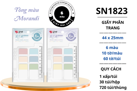  Giấy phân trang Aihao 6 màu SN1823 (44x25mm)(30/720) 