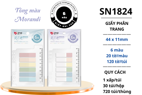  Giấy phân trang Aihao 6 màu SN1824 (44x11mm)(30/720) 
