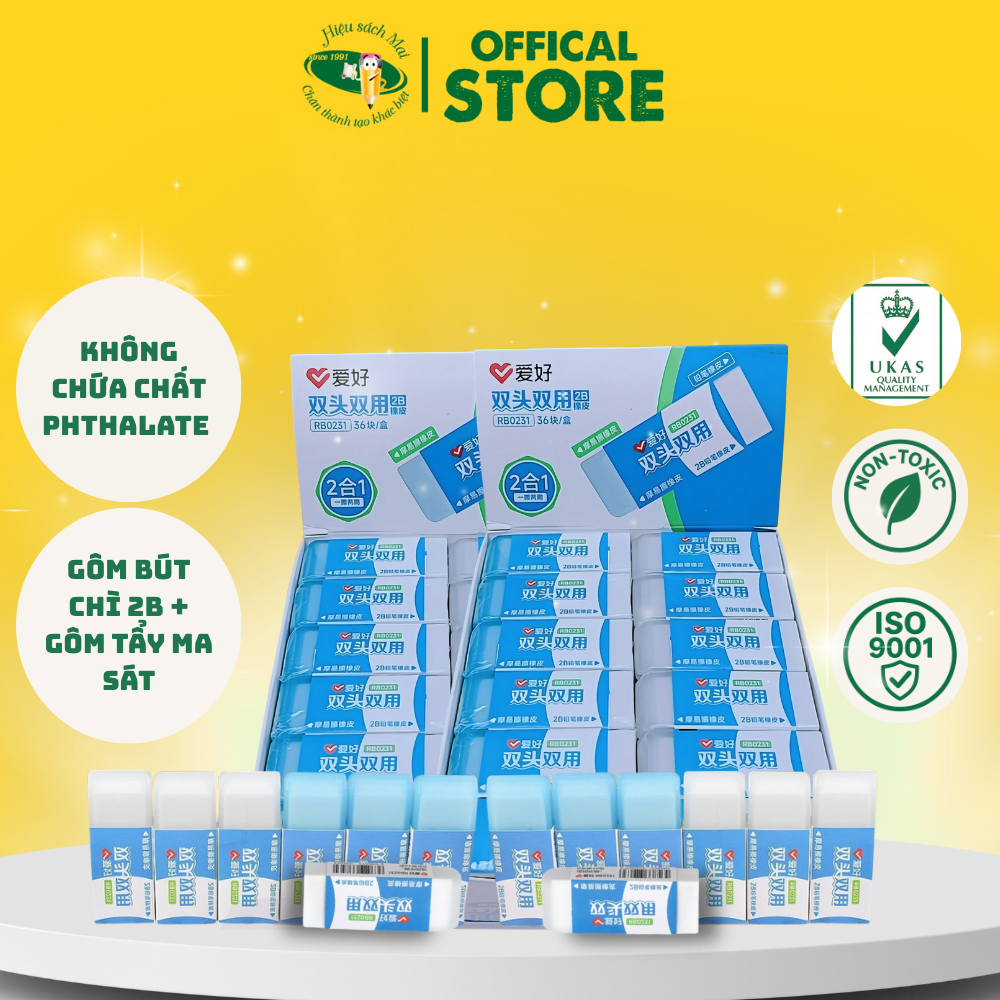  Tẩy chì Aihao 2B RB0231 Chính Hãng - Có Tại Hiệu Sách Mai 