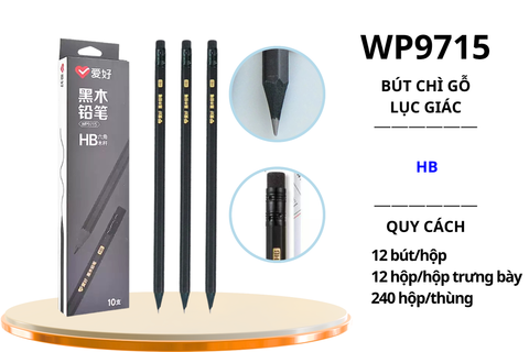  Bút chì đen HB Aihao có tẩy WP9715 (12/144/2880) 