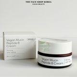  Kem dưỡng thuần chay chống lão hoá, săn chắc, căng bóng da The Face Shop Alltimate Vegan Mucin Peptide 8 Cream 50ml 