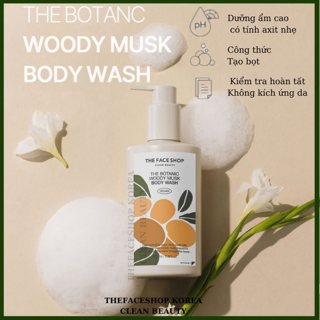 Sữa tắm THE FACE SHOP Clean Beauty THE BOTANIC WOODY MUSK BODY