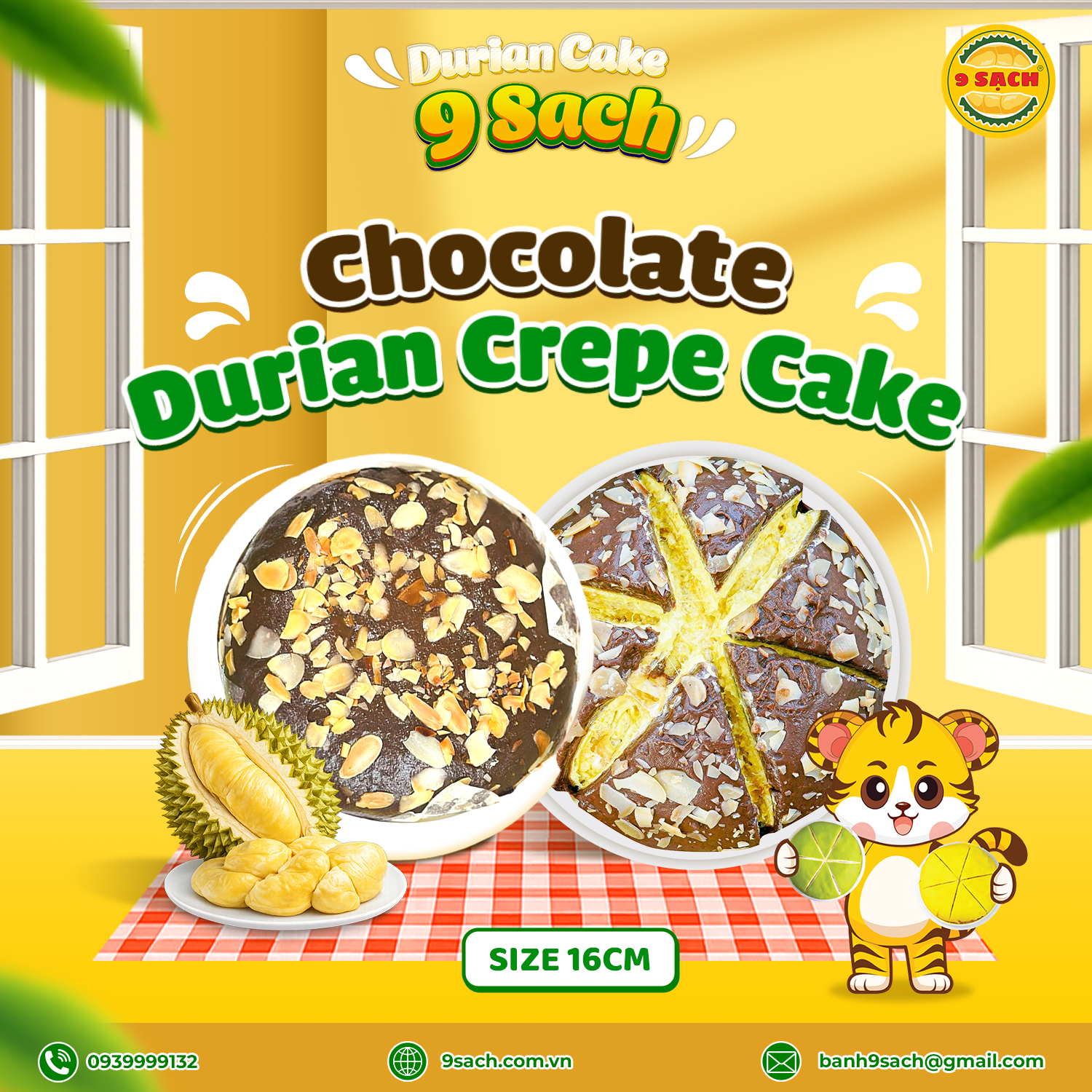  CHOCOLATE DURIAN CREPE CAKE 16CM (580G) 