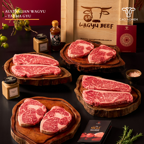  #SET W2 - Set hộp quà biếu tặng thịt bò Wagyu Úc Tajima 