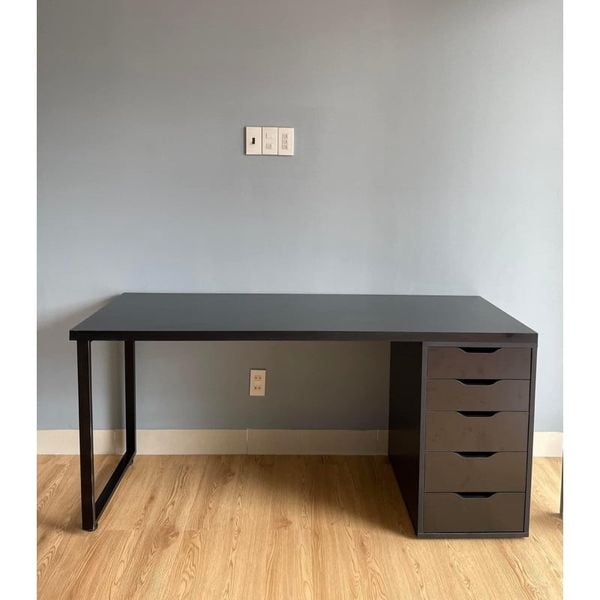 Bàn IKEA 1 Tủ Đen-Mặt Đen