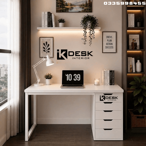 Bàn IKEA 1 Tủ Full trắng