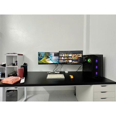 Bàn IKEA 1 Tủ Trắng-Mặt Đen