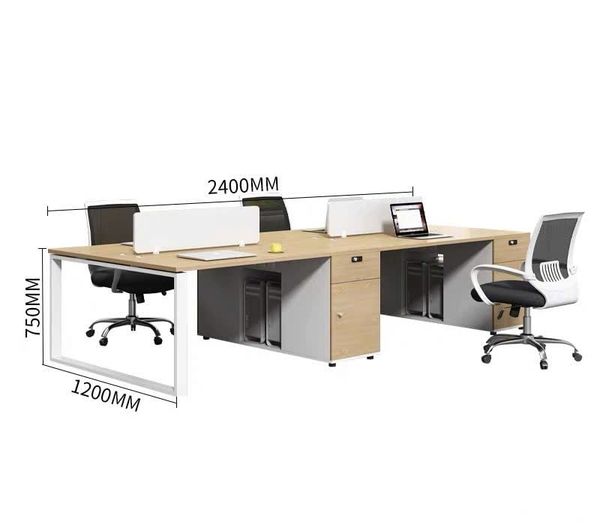 Bàn Nhân Viên  bàn đôi văn phòng Gỗ MDF kết hợp chân sắt và tủ kệ