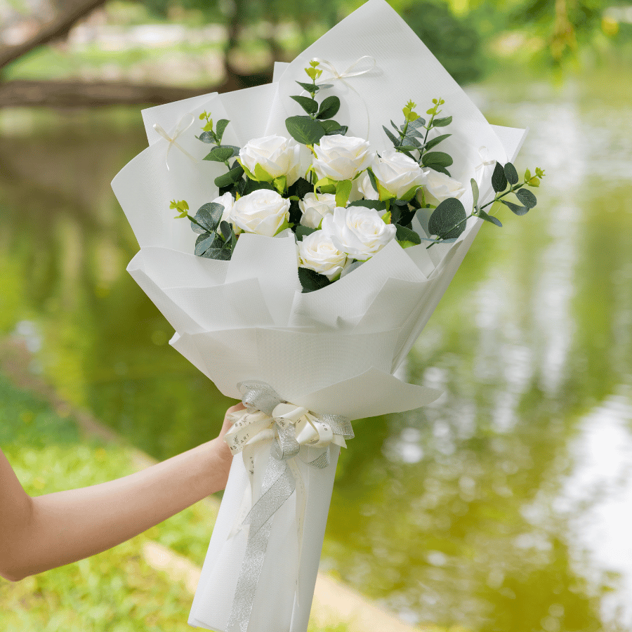  HOA BÓ - HOA HỒNG TRẮNG L 