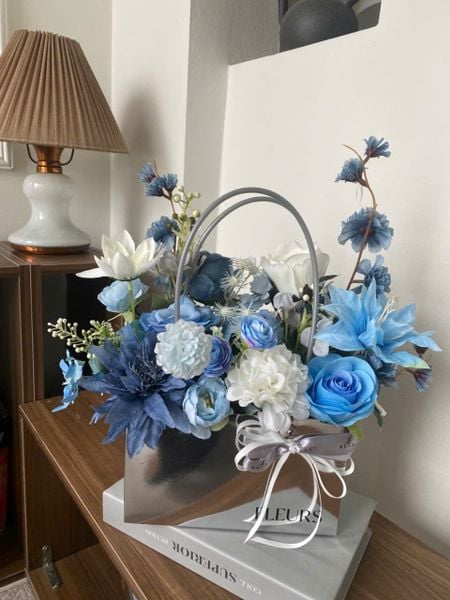  GIỎ FLEURS - TRẮNG XANH 