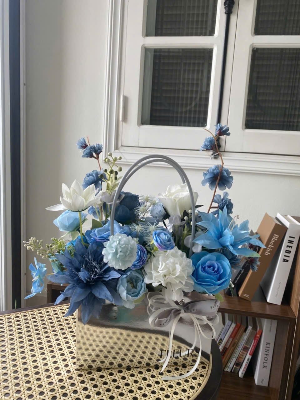  GIỎ FLEURS - TRẮNG XANH 