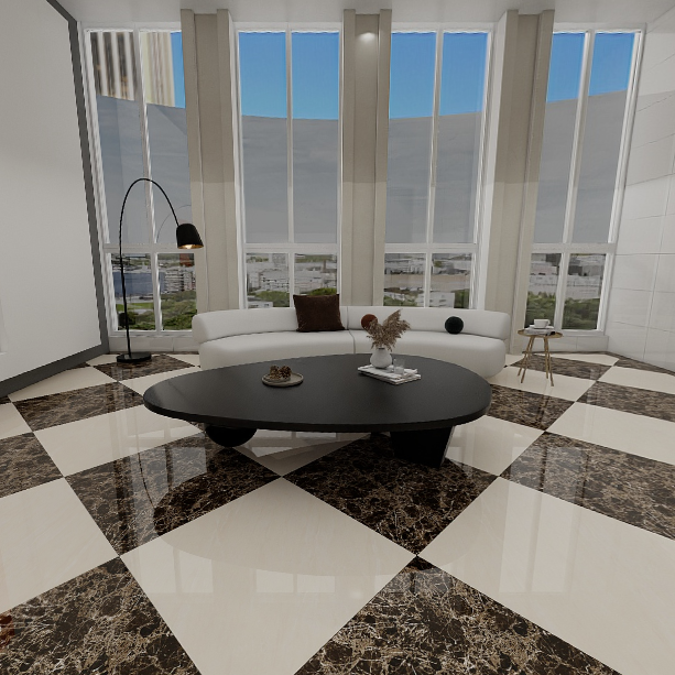 Gạch lát nền đá bóng kính vân kem TBN-VVZD - 80x80