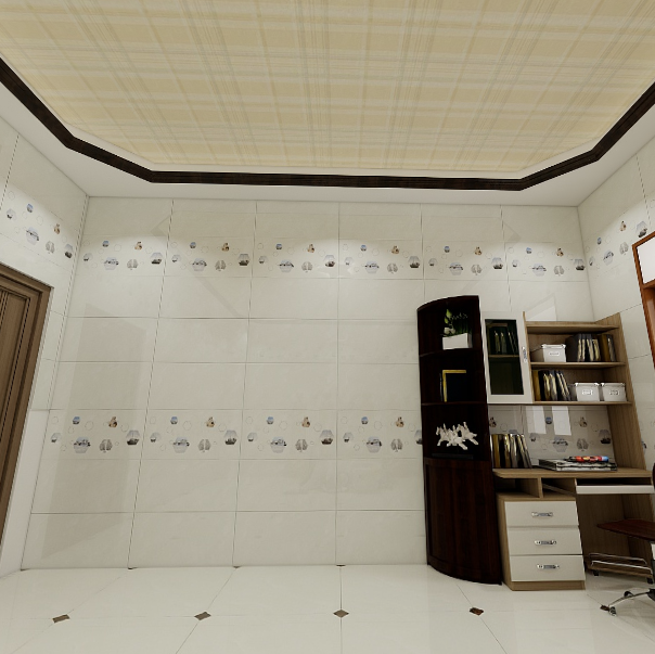 Gạch ốp men bóng trắng vân mây điểm hoa văn JADE-HVZZG - 40x80