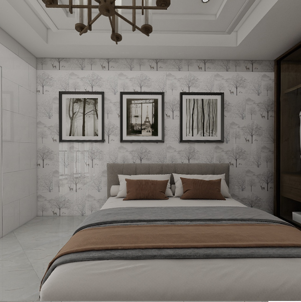 Gạch ốp men bóng trắng vân mây điểm hoa văn JADE-HVZZF - 40x80