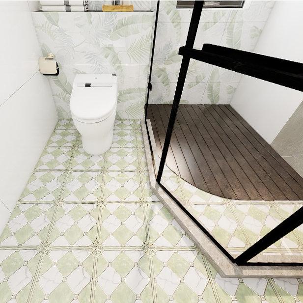 Gạch lát nền đá nhũ vàng hoa văn xanh TT-GZZFN - 30x30