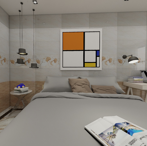  Gạch ốp tường đá bán sứ vân mây kem vàng VG-LUX-HVH - 40x80 