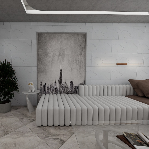 Gạch ốp tường đá bán sứ trắng vân khói A-HV-CG-DZNZ - 40x80