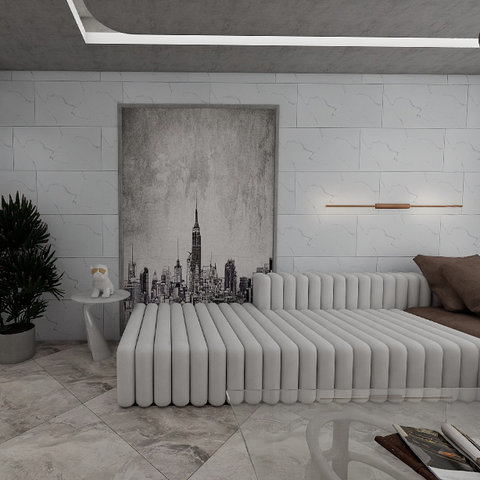  Gạch ốp tường đá bán sứ trắng vân khói A-HV-CG-DZNZ - 40x80 