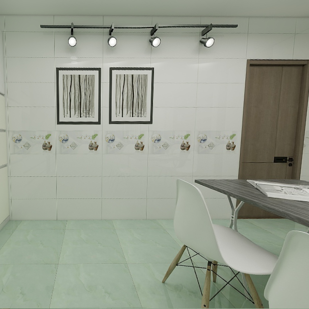 Gạch ốp tường men bóng trắng trơn điểm hoa KB-GNZZ - 30x60