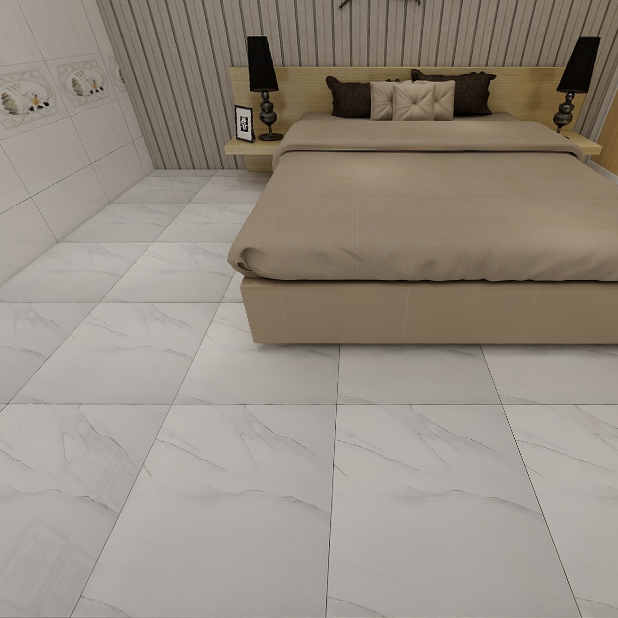 Gạch lát nền đá bóng kính trắng vân khói khắc kim GDL NNZZV - 60x60