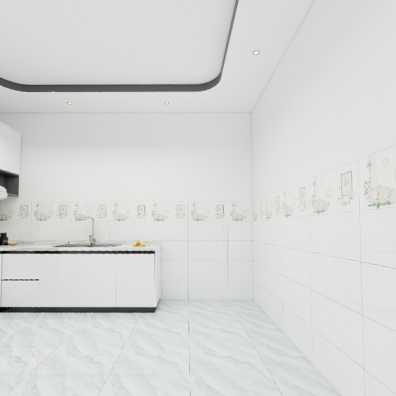 Gạch ốp tường men bóng trắng trơn điểm hoa văn NBP - GNZZ - 30x60