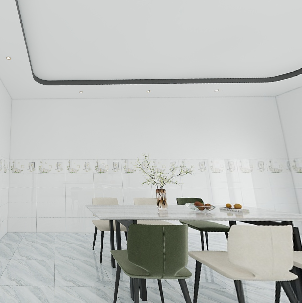 Gạch ốp tường men bóng trắng trơn điểm hoa văn NBP - GNZZ - 30x60