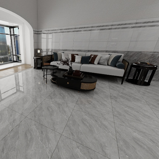 Gạch lát nền đá bán sứ bóng vân đá xám THP-NNHD 60x60