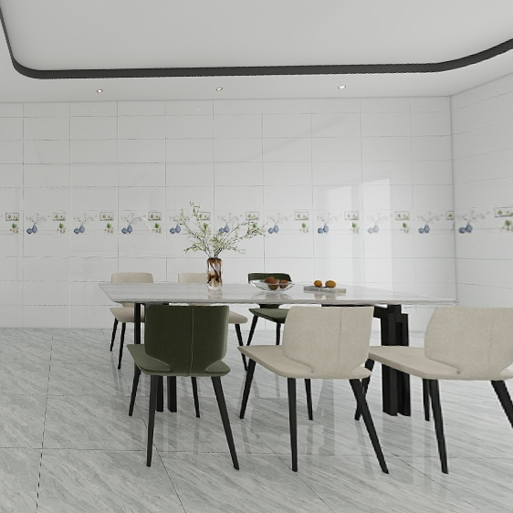 Gạch ốp tường men bóng trắng vân khói điểm hoa TK-GNZD - 30x60