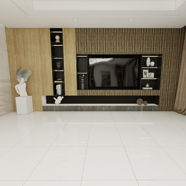 Gạch lát nền đá bán sứ bóng trắng vân khói THP-NTZZF 60x60