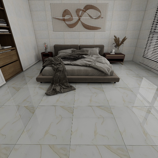 Gạch lát nền đá bóng kính vân đá trắng vân vàng khắc kim GDL-NNZZG - 60x60