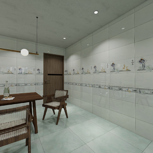 Gạch ốp tường men bóng trắng vân khói điểm hoa GNVGH 30x60
