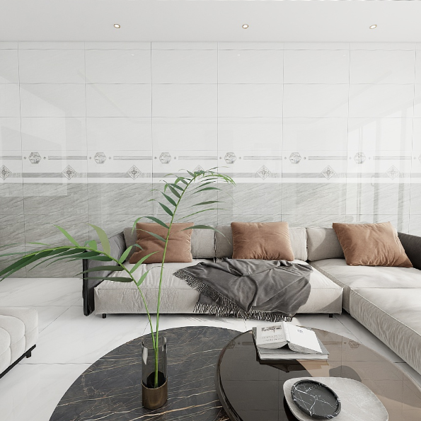 Gạch ốp đá bóng kính vân mây xám điểm sọc THP-HZXZG - 40x80