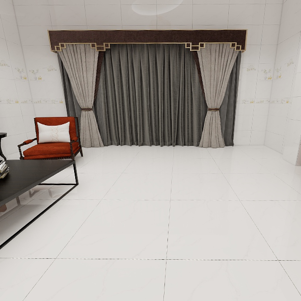 Gạch nền đá bán sứ bóng trắng vân khói VG - VZNZG - 80x80