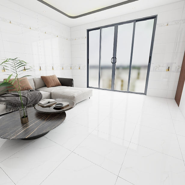 Gạch lát nền đá bán sứ bóng trắng vân khói VG-NZXZD 60x60